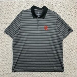 Adidas Golf‎ Polo Shirt Mens Size 2XL Gray Striped Short Sleeve Rugby DC Casual